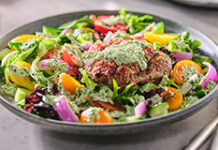 Grilled ThinkVeal Burgers with Aji Sauce