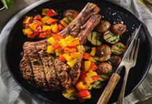 Grilled ThinkVeal Chop with Grilled Pepper Salsa Verde